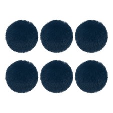 6Pcs Fluffy Soft Faux Fur Pom Poms for Hats with Elastic Loop, Dark Blue