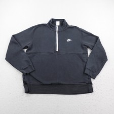 Nike Sweatshirt Mens Large Black Club Fleece Half Zip Pullover Mock Neck Sweater