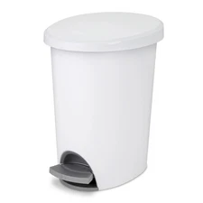 Bathroom Trash Can, 2.6 Gallon Small Plastic Garbage Bucket Bin with Step Lid