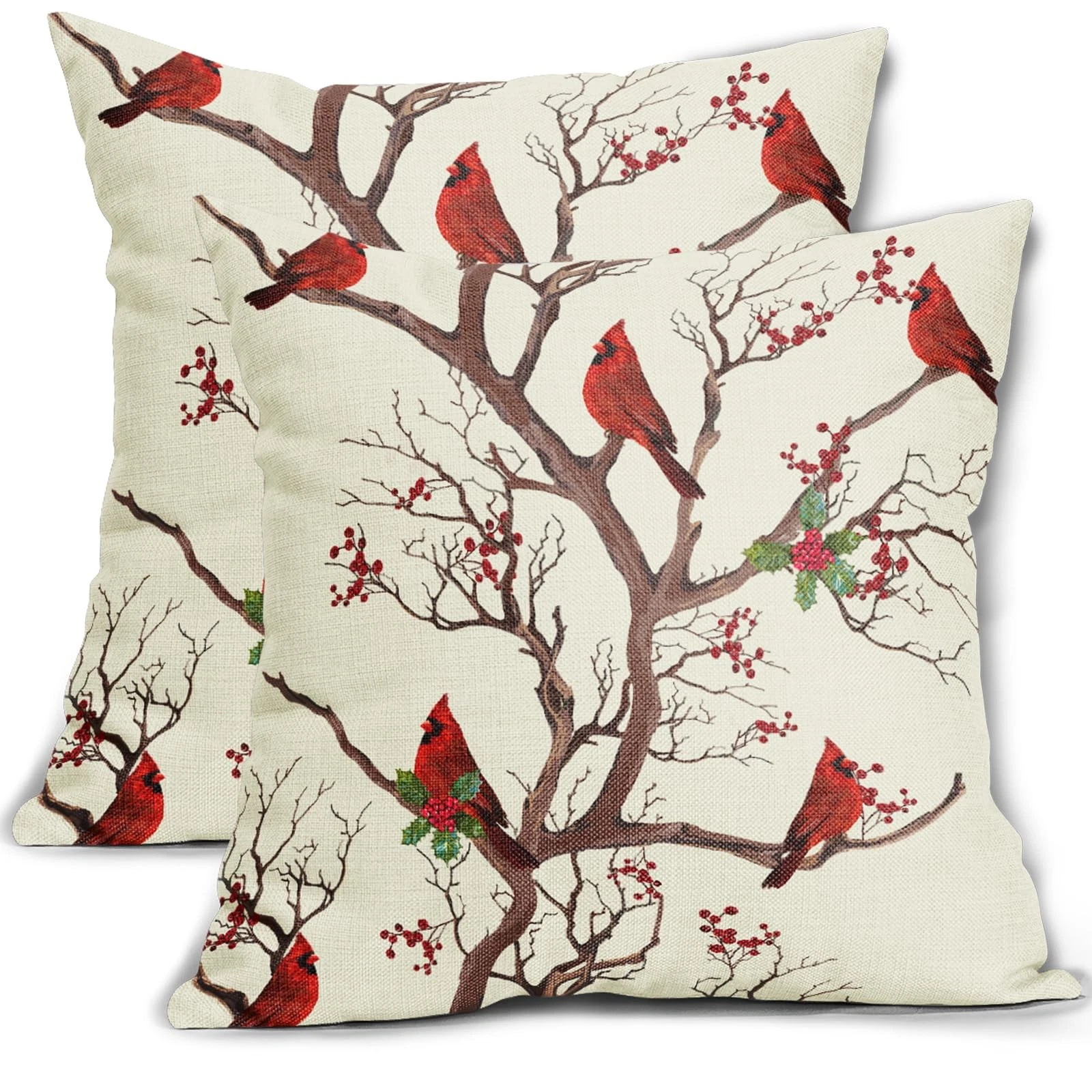 Aytipun Red Winter Bird Pillow Covers 20" x (Pack of 2),