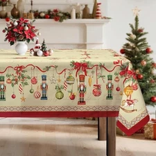Christmas Nutcracker Tablecloth 120" x 60" (Rectangular) Nutcracker Beige