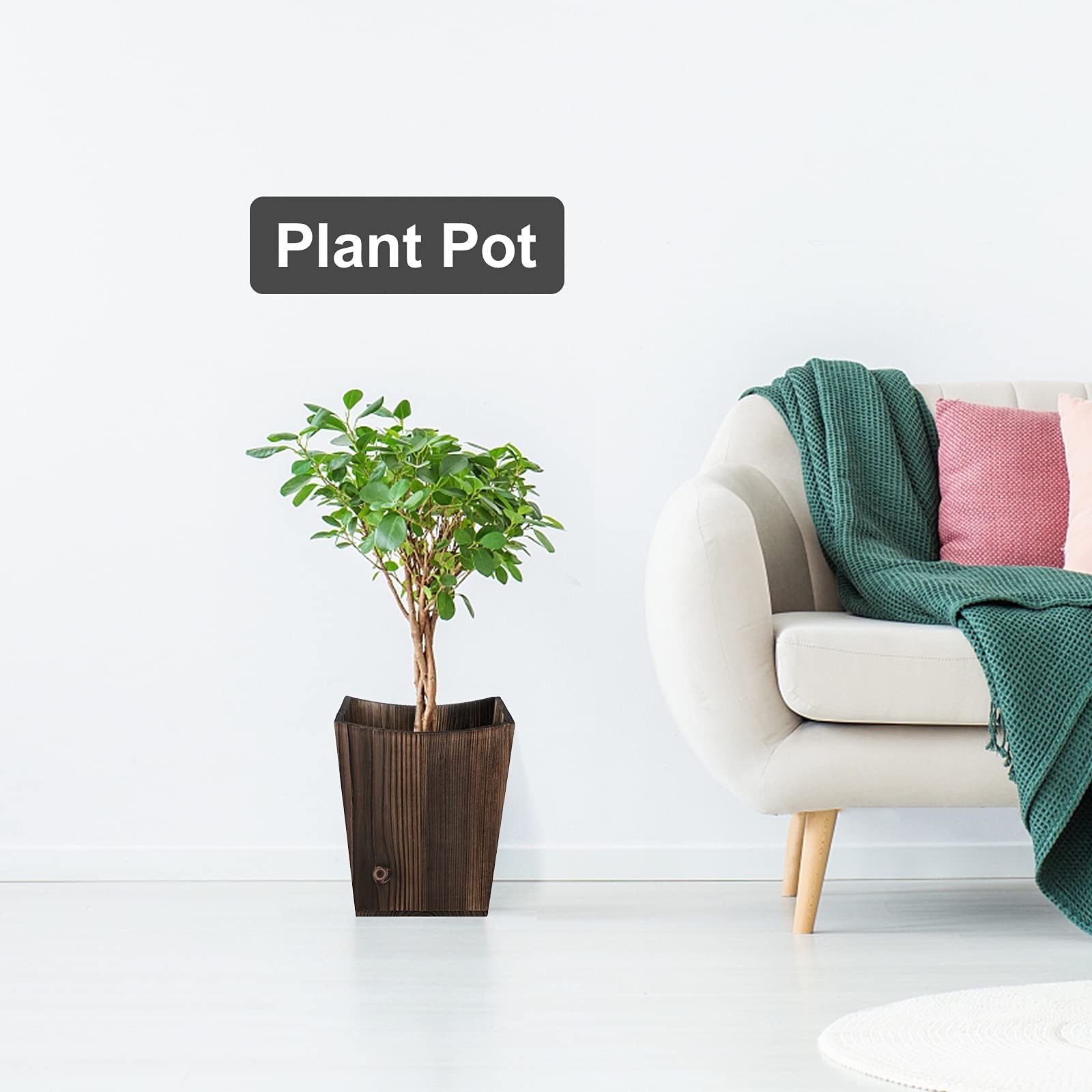 ETELI Wood Waste Basket Small Trash Can for Office Rectangular Trash Can Deco...