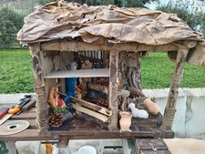 Capanna presepe artigianale legno completa di Famiglia Santa