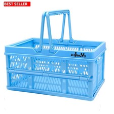 Durable 10L Collapsible Shopping Basket with Handles - Waterproof Plastic Design