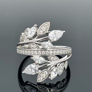 RING GR. 19 (CA.60) 925/ SILBER RHODINIERT MIT ZIRKONIA SCHMUCKJAGD