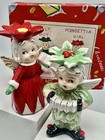 Vtg RELCO Holly Boy Poinsettia Girl Angels Ceramic Christmas Shakers wBox JAPAN — photo 3
