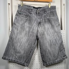 Southpole 5180 Baggy Shorts Men s Gray Denim Mid-Rise Pockets Classic - 32 Y2K