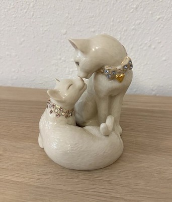 Lenox Sweet Devotion Kissing Cats Porcelain Cat Figurine Crystals Collars Decor