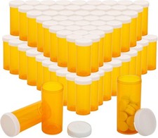 100 Pack Empty Pill Bottles 8 Drams Prescription Medicine Vials W/ Caps Multi