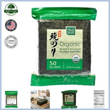 Organic Roasted Seaweed Sheets, 50 Count Sushi Nori for Rolls