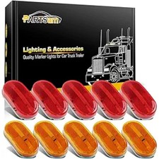 10Pcs 4 Inch Trailer RV Rectangular 6 Led Side Marker Clearance Lights w/Reflex