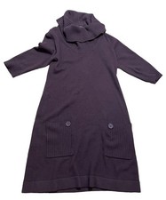 Dressbarn Purple Acrylic Cowl Neck Sweater Dress With Two Front Pockets