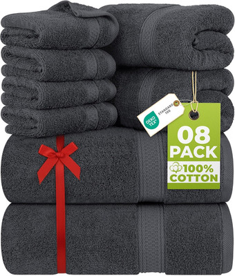 8 Piece Premium Towel Set, 2 Bath, 2 Hand, and 4 Wash Cloths, 600 GSM 100% Ring