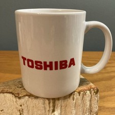 Vintage Double Sided Toshiba Coffee Mug Red Letters on White