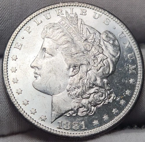 1881 S Morgan Silver Dollar, BU Uncirculated, 90% Silver US Coin, Morg-8160s3
