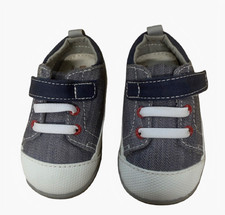 See Kai Run Stevie First Walker Baby Shoes Size 5 Blue Denim Vegan APMA