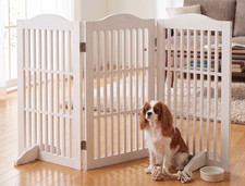 Wooden Freestanding Foldable Pet Gate for Dogs, 30"3 Panels Step Over Fence