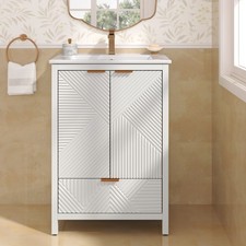 24" Modern Bathroom Vanity w/Ceramic Sink,Storage Cabinet w/Soft Close Doors