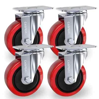 CASPERI 4 X Heavy Duty Double Bearing Unbraked 100mm Swivel Castor Wheel Trolley 700 Kg