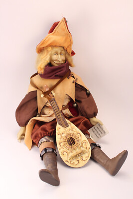 Aldik A Fool Who Thinks He Is Wise Marotte Jester Poseable 20'' Doll w/ Mandolin