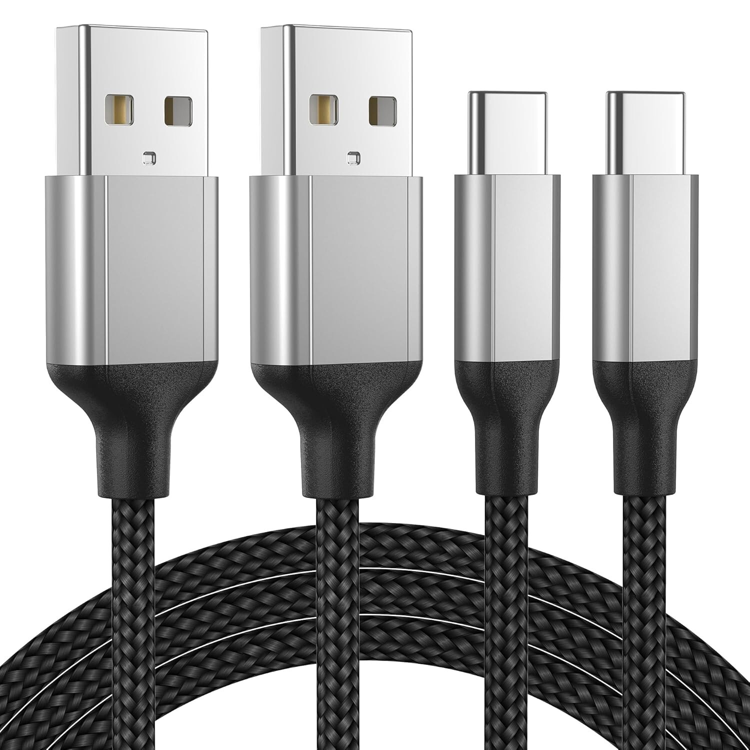 PACK OF 5 USB A to Type C Fast Charger, Braided Cable 3A For Samsung Mobile Lead