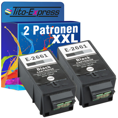 2 Druckerpatronen XXL Black PlatinumSerie für Epson TE266 WorkForce WF-100 W