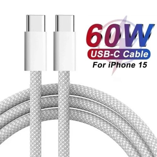 60W USB C to USB C Fast Charging Cable for iPhone 15 Plus Pro Max iPad MacBook - Picture 1 of 10