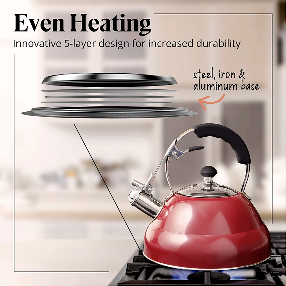 Willow & Everett Whistling Tea Kettle for Stove Top 3 Liter Tea Pots