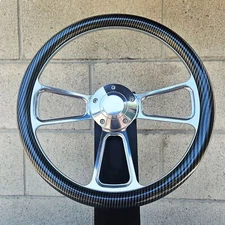14" Carbon Fiber Billet Half Wrap Steering Wheel Horn Chevy Muscle C10 Ford Rod