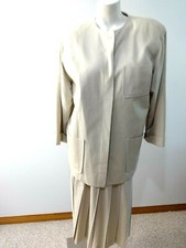 JH COLLECTIBLES WOMEN'S BEAUTIFULE BEIGE PURK SILK SKIRT SUIT SIZE 12