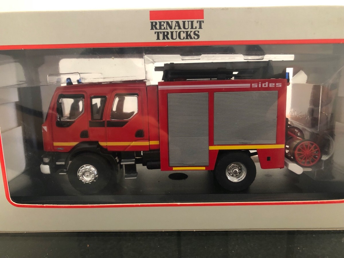 CEF Replex SB 1/43 - Renault RVI Double Cabine Pompiers (Occasion, Boîte Carton De Protection, Modèle De Collection)