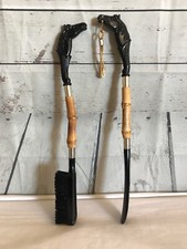 Vintage Lot Genuine Bamboo Shaft Shoe Horn  Brush Plastic Horse Head Handle