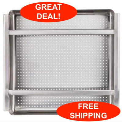 19 1/2'' x 19 1/2'' x 4'' Silver Stainless Steel Scrap Pre-Rinse Sink Basket Rails