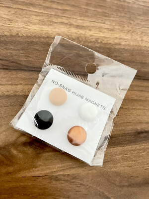 Hijab/Schal Pin Hakenfrei Magnet Extra Stark 4 Paar Schwarz Weiß Bronze & Nude