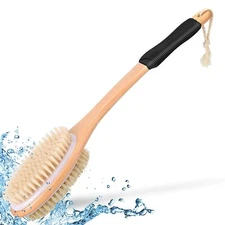 KIPRITII Ergonomically Back Scrubber for Shower - Double-Sided Back Brush Long H