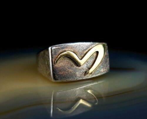 Ring Silber 925 Gold Designer massiv 18,5 mm - Picture 1 of 9