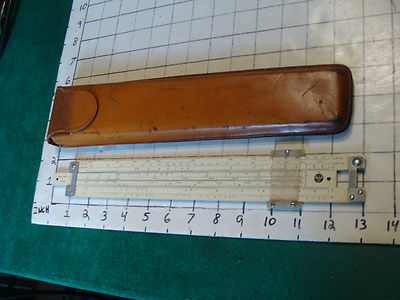 vintage Slide Rule: PICKETT N500-T log log in case, cracked viewer