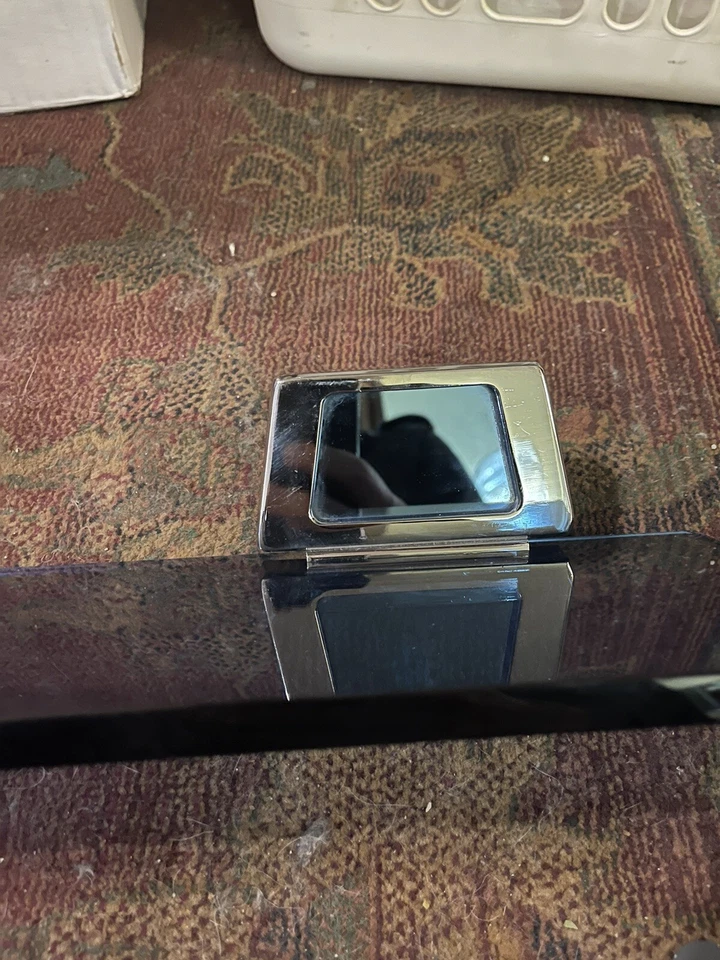 Antique Cobalt Glass Shelf With Chrome & Cobalt Mirrorred mounts 23.75”x4.75” - image 4 of 4