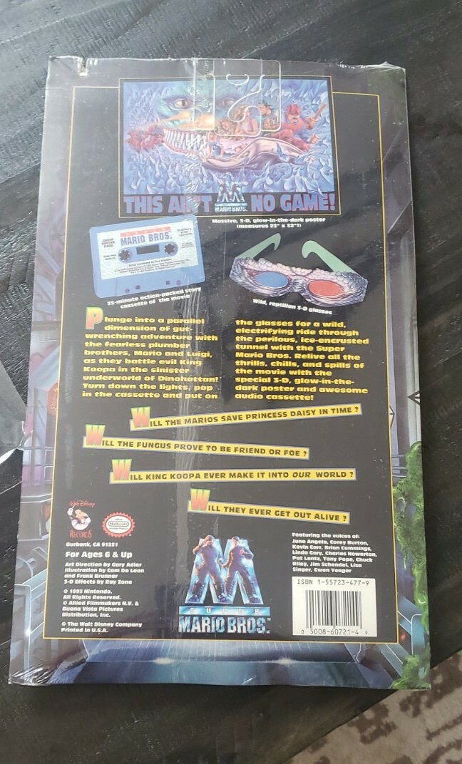 VTG Super Mario Bros. Records 3D Audio Poster Pack Cassette RARE