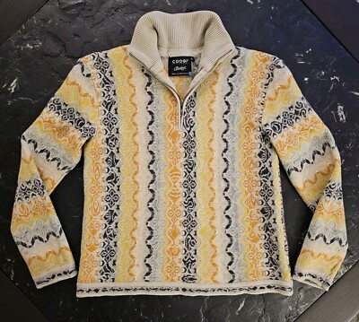 Coogi Classic Australia Soft Wool Knit Sweater Yellow 3D Youth M Y2K Boys Vtg