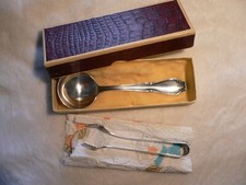 geg Solingia Sahnelöffel mit Zuckerzange versilbert 100er Barockmuster