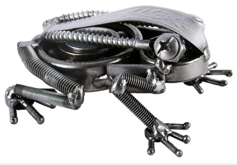 Frog Hand Crafted Recycled Metal Art Sculpture Figurine