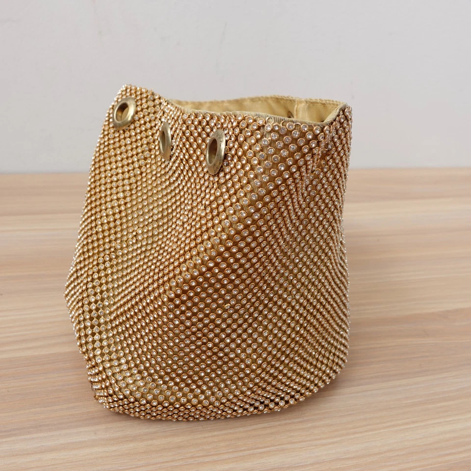 Vtg Diamond Bucket Bag Studded Rhinestone Fashion Evening Party Bucket Sequin - Image 4 of 4