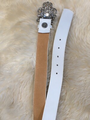 Leatherock Rhinestone White Leather Belt S 32 | eBay display picture 1