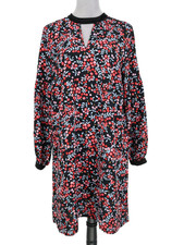 Loft Dress Womens Large Black Red Cherries A-line Long Sleeve Preppy Academia