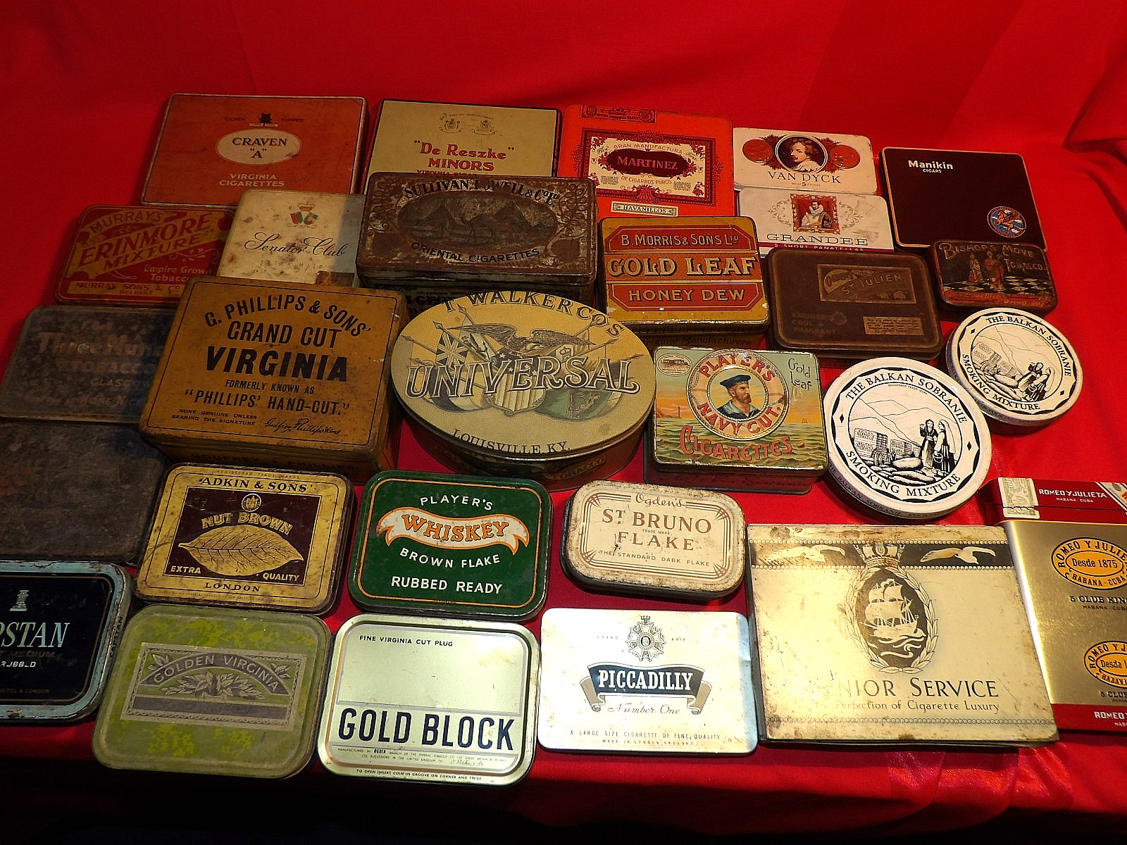 JOB LOT VINTAGE EMPTY  CIGARETTE / TOBACCO / CIGAR TINS FROM STORAGE