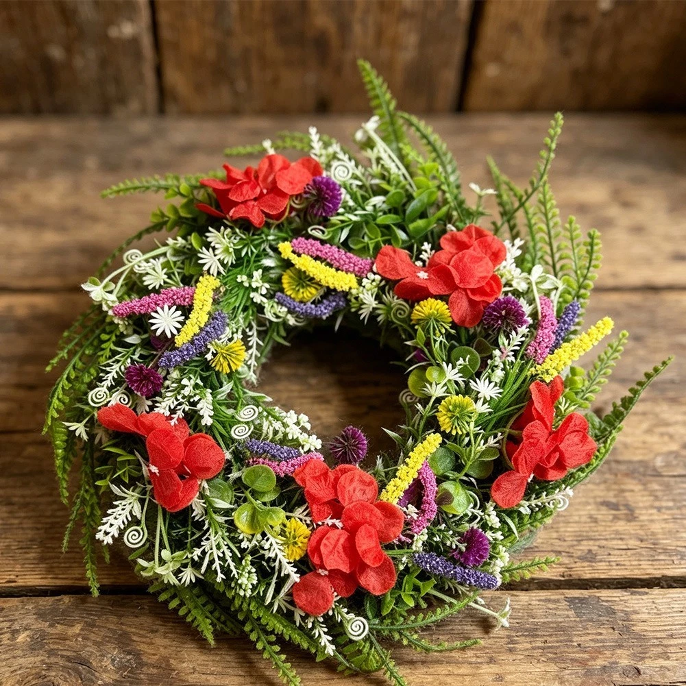 Künstlicher Sommer-Blumenkranz 35 Cm – Mehrfarbig, Aus Kunststoff, Für Tür- Und Wanddeko, Frühling & Sommer – Wetterfest Für Innen & Außen Sommerdeko Türkranz