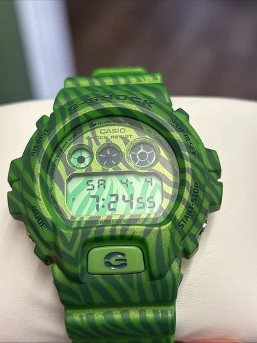 Casio G-SHOCK DW 6900ZB Watch Zebra Camouflage Green Rare
