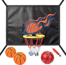 Trampoline Basketball Hoop Attachment, with 3 Basketballs and Pump Hooks, Easy
