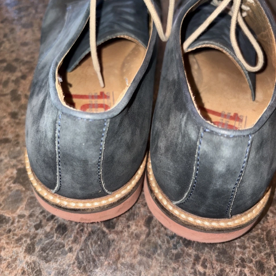 1901 Nordstrom Mens Leather Lace Up Shoe Size 12 M Blue Suede Almond Toe Shoes - Image 3 of 4